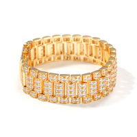 2021 Hip Hop Eiskarton Uhrenarmband Armband Unisex vergoldet CZ Bling-Armbänder Großhandel Rapper-Schmuck