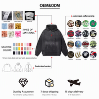 Fabricant de vêtements pour hommes : Sweat à capuche surdimensionné en molleton de coton mélangé, style vintage délavé, personnalisable OEM/ODM, marque privée