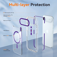 Coque de protection transparente magnétique antichoc personnalisée pour iPhone 17 Air avec cadre d'objectif métallique violet de qualité supérieure