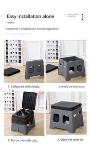 Toilette de <span class=keywords><strong>camping</strong></span> pliable, toilette de voyage portable avec couvercle, hauteur 30,5 cm, pour adultes et enfants, utilisation en extérieur et à domicile - Product Image 3