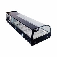 Vitrine réfrigérée à sushi en acier inoxydable de 1,33 m avec refroidissement direct, à un seul niveau, pour usage commercial