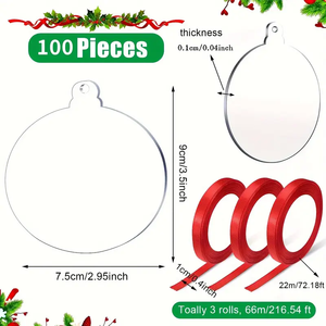100pcs 3 Inch Clear Round Flat Acrylic Ornaments <b>Disc</b> Acrylic for DIY Crafts Christmas Ornaments - Product Image 2