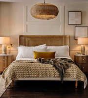 Lit king-size en bois massif de style campagnard français antique, design sculpté à la main, rotin tressé, style moderne, lit double moelleux avec rangement en caoutchouc