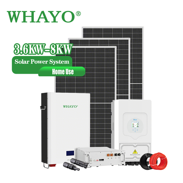 Whayo 6KW Off-Grid Residential Solar Kit 48V 100Ah LiFePO4 Battery Mono PERC Panels 230V EU Home Energy Independence