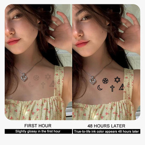 Azul negro impermeable temporal Henna tatuaje plantilla Sexy inglés letra flor diseño <span class=keywords><strong>para</strong></span> hombres mujeres papel cuerpo temporal falso - Product Image 3