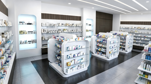Modern Minimalist Luxury Pharmacy Store Fixtures | Custom Wooden & Glass Shelving, <b>LED</b> <b>Lighting</b> & Turnkey Drugstore Design - Product Image 4