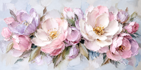 Peinture à l'huile abstraite romantique 3D texturée avec fleurs blanches, texture épaisse, peinte à la main, cadre en bois, art mural, taille personnalisée, œuvre d'art originale