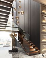 Escalier flottant Design moderne ouvert, marches en bois, Kit d'escalier droit, escalier en bois