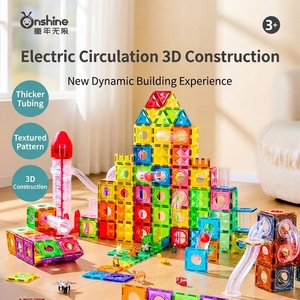 Circuit de billes magnétique électrique Onshine, jouet éducatif STEM, glissades, rampes, tubes, tuiles magnétiques, 100 pièces, lumière LED, pour enfants, conforme EN71 - Product Image 4