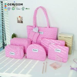 Timeforest Waterproof Polyester Zipper Large Portable for <b>Makeup</b> Bag Set With Letter Pattern and Custom Logo for Travel - Product Image 1
