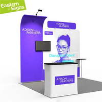 Stand d'exposition portable avec logo personnalisé, mur de fond en alliage d'aluminium, montage facile pour salons professionnels et expositions