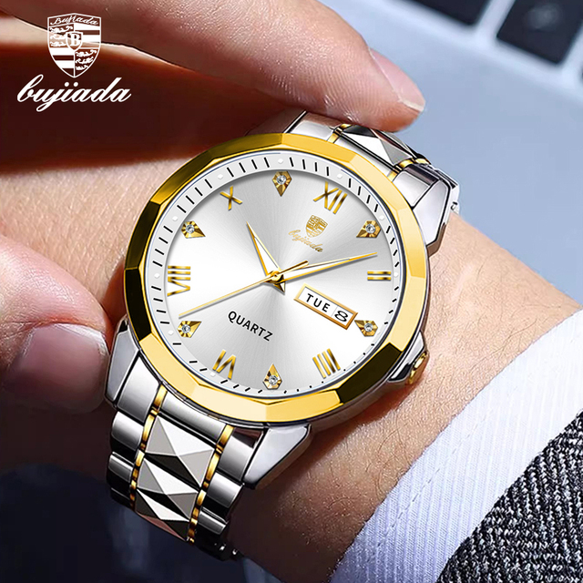 Bujiada  B-2511G 2511 Luxury Fashion Mens Style Quartz Wrist Watch Waterproof High Quality Sports Brand Men's Wristwatch for Men