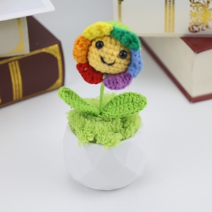 2025 tournesols Girasol Crochet Pots de fleurs fleurs artificielles tissées à la main pour la fête <span class=keywords><strong>des</strong></span> mères mariage invité cadeaux bureau déco - Product Image 2