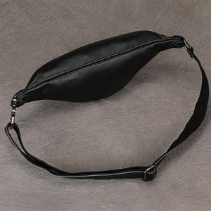 Bolso Bandolera de Cuero Genuino Negro Unisex para Hombre, con Cierre, Impermeable, Estilo Simple, Multifuncional para Exteriores - Product Image 3