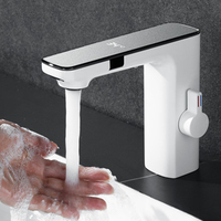 Robinet de lavabo intelligent à capteur, mitigeur eau chaude et froide, robinet de lavabo sans contact pour salle de bain
