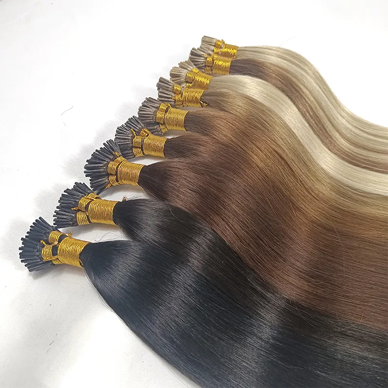 Indian Keratin I tip hair extension wholesale virgin double drawn natural hair extension vendors itip hair remy