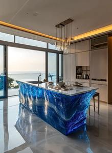 Comptoirs en pierre rougeoyante bricolage <span class=keywords><strong>plan</strong></span> <span class=keywords><strong>de</strong></span> <span class=keywords><strong>travail</strong></span> îlot <span class=keywords><strong>de</strong></span> luxe en cristal rétroéclairé artificiel lumière <span class=keywords><strong>LED</strong></span> colorée personnalisée - Product Image 3