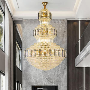 โคมไฟระย้าคริสตัลทรงหรูหราเรียบง่ายสำหรับบันไดแบบดูเพล็กซ์ เหมาะสำหรับห้องนั่งเล่นหลายชั้น ติดตั้งในห้องโถงวิลล่า - Product Image 4