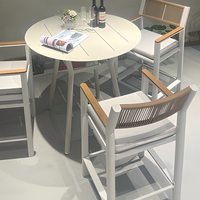 Ensemble de table et chaises de bar d'extérieur modernes, meubles de salle à manger ronds pour patio, fauteuils en corde tressée pour café, hôtel, terrasse