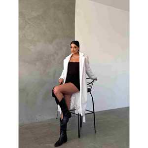 เสื้อโค้ทเครปแบบกระดุมแถวเดียว ไซส์ XS  เสื้อเบลเซอร์แบบกลับด้านได้  จีบระบาย  ประดับเลื่อม  ผ้าไนลอนพิมพ์ลาย  กันน้ำ  ระบายอากาศได้ดี  สำหรับฤดูร้อน ฤดูใบไม้ร่วง ฤดูหนาว - Product Image 2