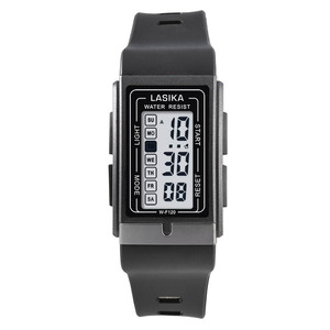 LASIKA, venta al por mayor de relojes deportivos digitales de lujo, pantalla <span class=keywords><strong>LCD</strong></span> con logotipo personalizado, resistente al agua, caja cuadrada, cronómetro de banda de plástico - Product Image 1