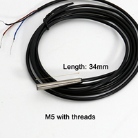 Mini capteur de proximité inductif en acier inoxydable IP65 étanche avec câble de 2 m M4 M5 M6 à trois fils NPN PNP