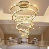 SHENGQIU Anneau Lustres Or Hôtel Rond Cristal De Luxe Personnalisé Moderne LED 80 Lustre Nordique Lustre En Verre De Murano 1 PCS