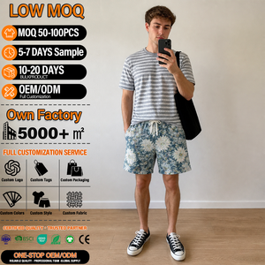 Shorts imprimés pour hommes avec cordon de serrage, décontractés, en coton, pour l'été, personnalisables OEM ODM, faible MOQ - Product Image 1