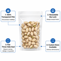 Sachets plats transparents personnalisés à trois soudures latérales avec fermeture éclair refermable, qualité alimentaire, pour snacks, noix et bonbons - Vente en gros