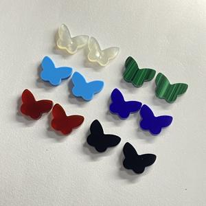 HQ gemme MOP 9.6x13.2mm a forma di farfalla agata rossa naturale onice nero verde Malachite lapislazzuli sintetici turchesi - Product Image 2