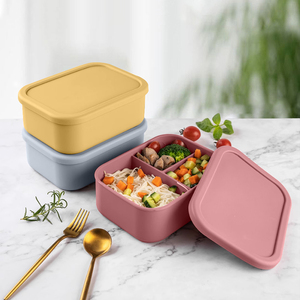 New Design Reusable 3 Compartments Kids Lunch Container Durable And Leakproof Silicone Bento Box With Lid