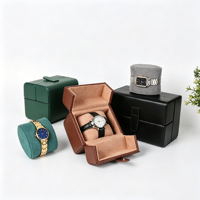 New Style PU Double-opening Square Watch Box, Portable Couple Watch Packaging Box, Scratch-resistant Watch Storage Box
