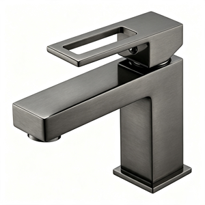 Robinet de lavabo carré à levier unique, poignée creuse, finition chrome poli pour hôtel et salle de bain commerciale - Product Image 3