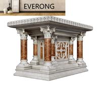 Table en marbre blanc antique, personnalisée, podium d'église surélevé, autel, lutrin, fabriqué à la main avec un style de design européen