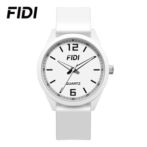 Reloj de Cuarzo Blanco Minimalista FIDI para Hombre y Mujer con Correa de Silicona Elegante y Diseño de Esfera Limpia - Product Image 1