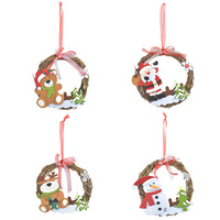 Nouvelle couronne de Noël en rotin à suspendre, guirlande pour porte et fenêtre, ornement de placard, cadeau de Noël