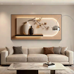 Cuadro de pared de cristal de arte moderno y lujoso para sala de estar, fondo de sofá, estampado de florero, decoración del hogar - Product Image 3