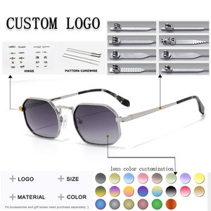 Unisex Rectangle Metal Frame Sunglasses Brown Lens UV400 Protection for Adults - Product Image 2