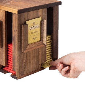 Wooden Tea Bag <b>Storage</b> <b>Box</b> Rotating Desktop Organizer Solid Wood Multi Compartment For Office <b>Kitchen</b> Use - Product Image 5