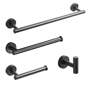 Toallero Saint Ruijia Negro Mate de un Solo Poste, Montado en la Pared, Estilo Moderno Minimalista, Recubrimiento de Hierro en Polvo, Juego de Tres Piezas - Product Image 5