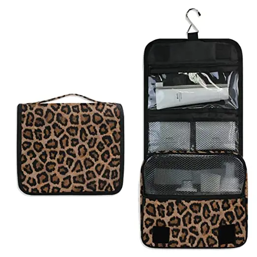 Hanging Travel Toiletry Bag Kit Makeup Case Cosmetics Organizer for Men Women leopard