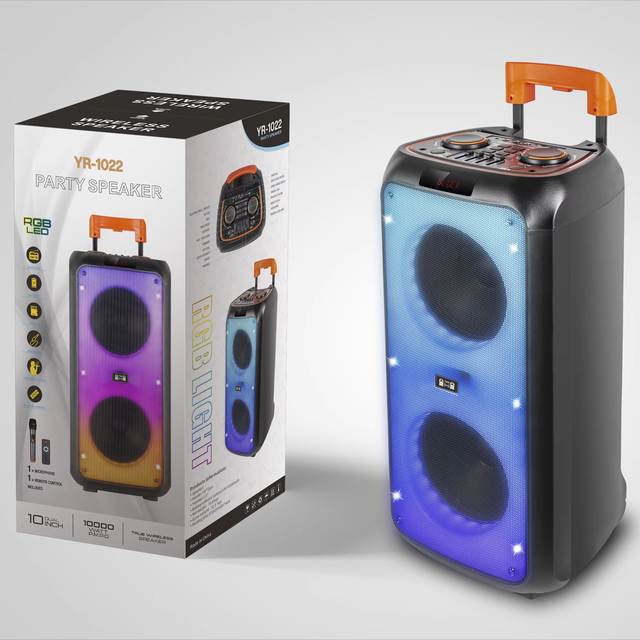 New Trolley Portable 10-Inch Active Subwoofer Trolley RGB Microphone USB Wireless TF Card Battery Powered Speakers