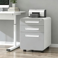 Meuble de rangement mobile en métal à 3 tiroirs avec plateau à papeterie, armoire de classement en acier sous le bureau pour fournitures de bureau