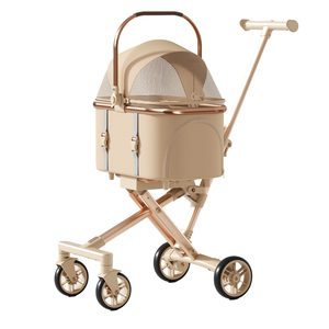Poussette de transport pour animaux de compagnie (chats et chiens) 3-en-1, légère, de luxe, pliable d'une seule main, portable, pour l'extérieur et les voyages, design tendance et détachable - Product Image 4