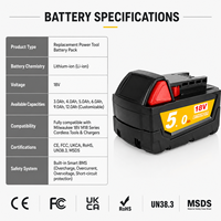Batterie lithium-ion rechargeable 18V 5Ah, batterie de remplacement pour outils électriques sans fil Milwaukee 18V 4.0Ah 5.0Ah 6.0Ah 9.0Ah