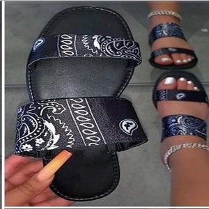 Pantuflas de Satén para Mujer, Económicas, de Dos Tiras, de Tela, Planas, Tipo Sandalias - Product Image 4