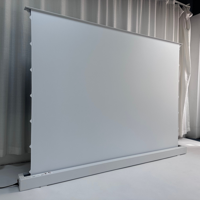 PVC Matte White 92inch Electric Projector Screen 16:9 Format Removable for All Home Projectors Floor Rising Design