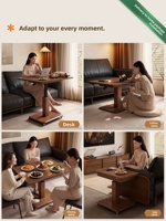 Table basse pliante en bois avec espace de rangement relevable, roulettes pivotantes, moderne, pour petit appartement, table d'appoint ovale pour salon CJ072