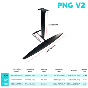 ดีไซน์ใหม่ คาร์บอนไฟเบอร์ PNG V2 1400 ไฮโดรฟอยล์ วิงฟอยล์ SUP สำหรับเล่นเซิร์ฟแบบ Prone Surfing  ยกตัวได้ดี เล่นไกล น้ำหนักเบา ฟอยล์สำหรับกีฬาทางน้ำ PNG V2 - Product Image 4