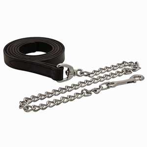 Premium Leather Lead Chain With Heavy Duty Metal Chain And Strong <b>Grip</b> Handle For Horse <b>Control</b> - Product Image 1